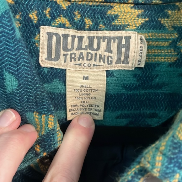Duluth Trading Tucson Aztec Nylon Lined Jacket Blue Green Yellow - Men’s Size M - Picture 2 of 5